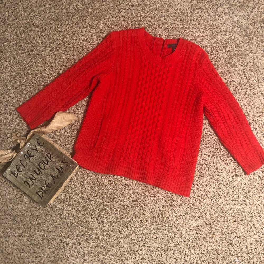 J CREW RED CHUNKY KNITTED SWEATER